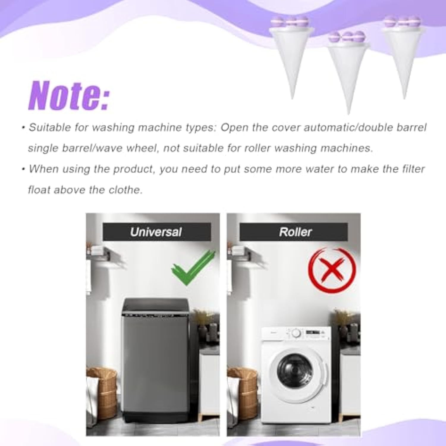 3PCS Floating Hair Filtering Mesh Removal,Pet Lint Removers Reusable Washing Machine Hair Filter Cleaning Mesh Bag,Lint Catcher For Washing Machine Wool Device Pet Dog Cat Hair Remover